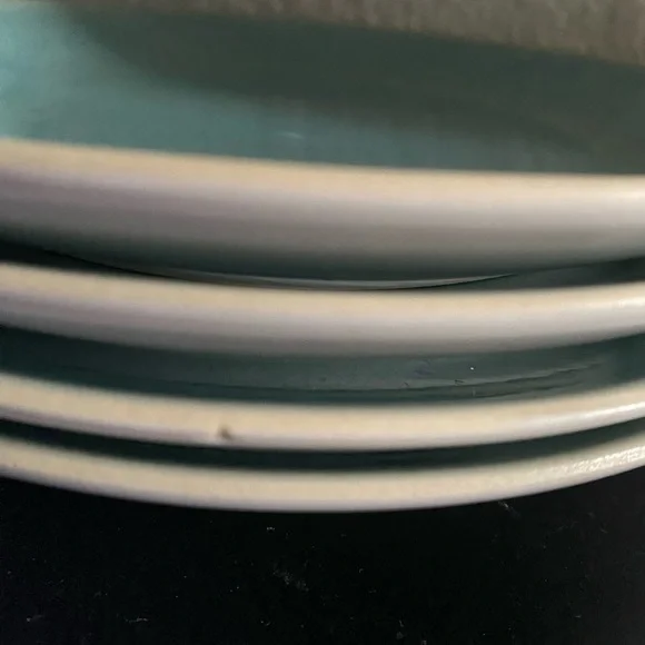 4 West Elm Light Blue Alta Organic Reactive Crackle Glaze Stoneware 8” Plates - Picture 13 of 15